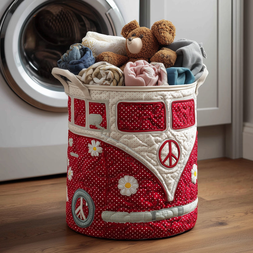Hippie Van Quilted Laundry Basket