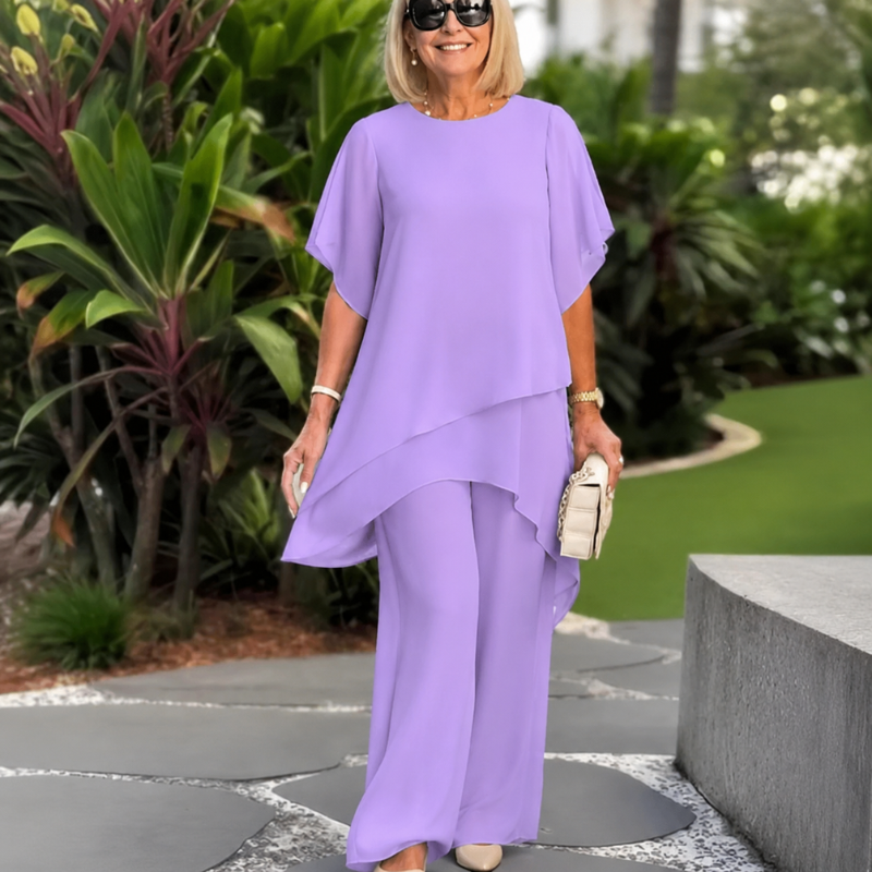 Elegant Beverly™ asymmetrical two-piece set by THE WHITMORE FAMILY featuring stylish, modern design with a coordinated top and bottom.