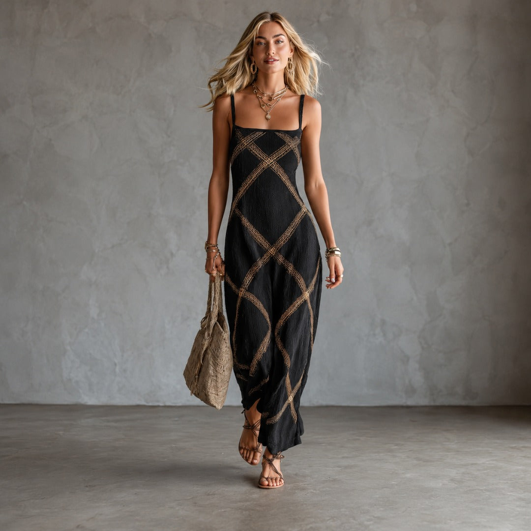 Amelia | Geometric Print Maxi Dress