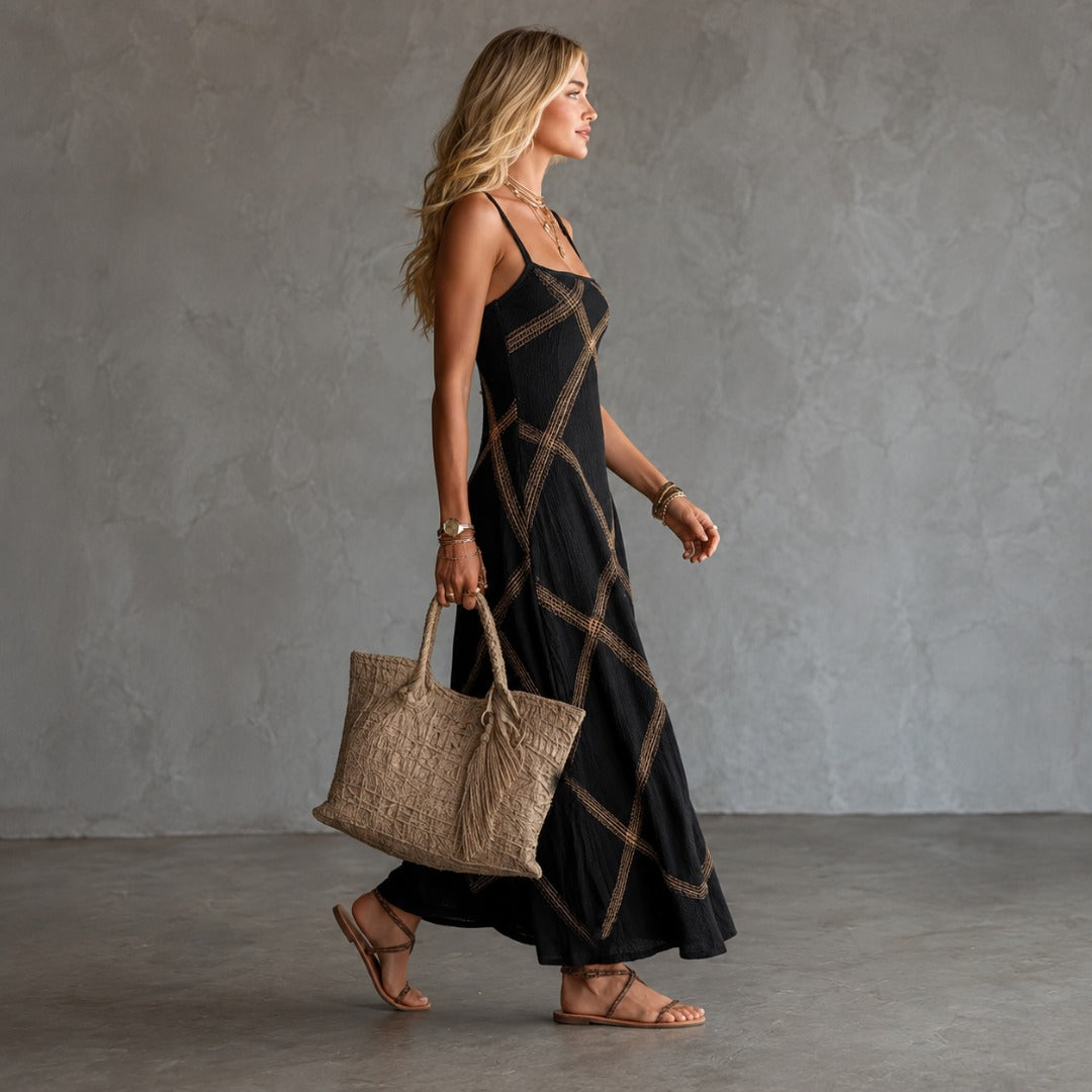 Amelia | Geometric Print Maxi Dress