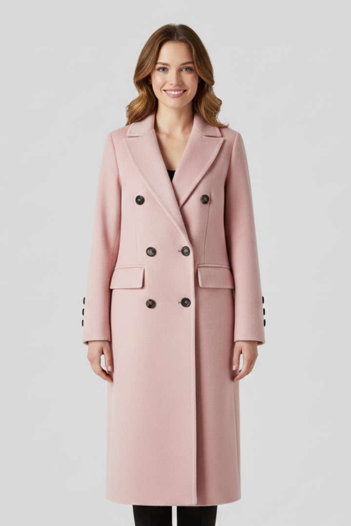 Women Coat with Lapel Collar and Button Closure