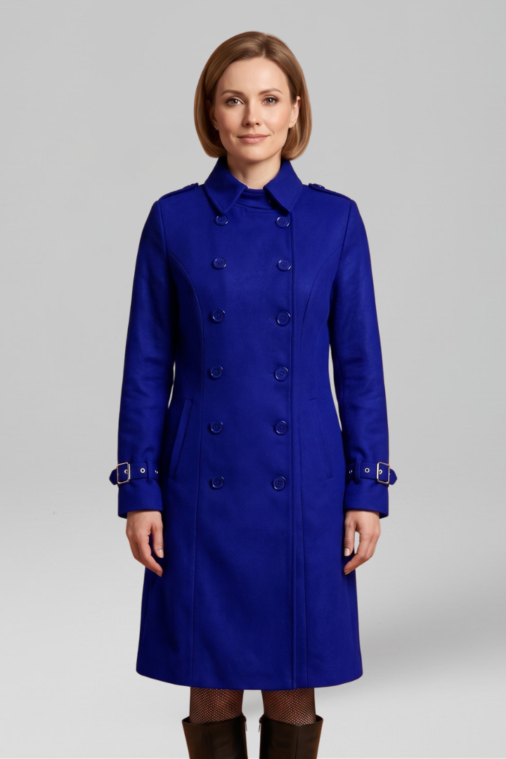 Women’s Coat with Double-Breasted Buttons and Long Sleeves