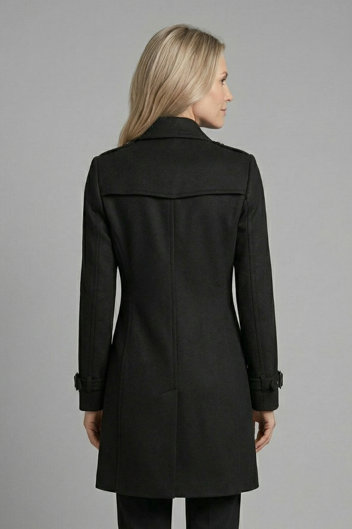 Women’s Coat with Double-Breasted Buttons and Long Sleeves