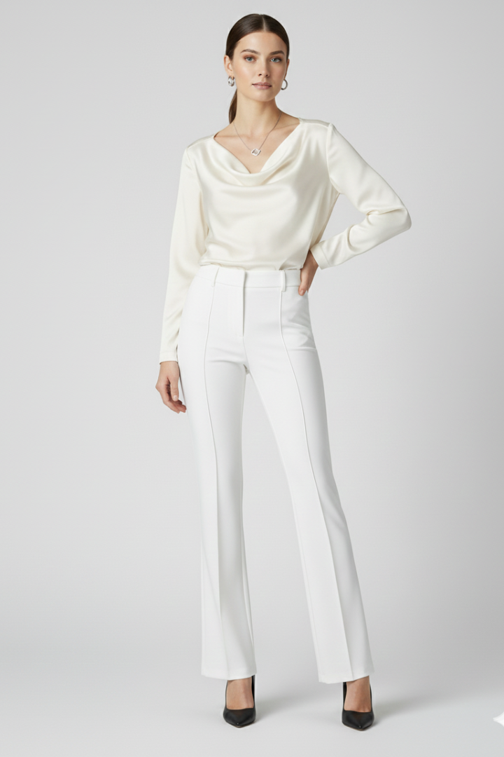 Women’s High-Waisted Trousers with Structured Fit and Versatile Style