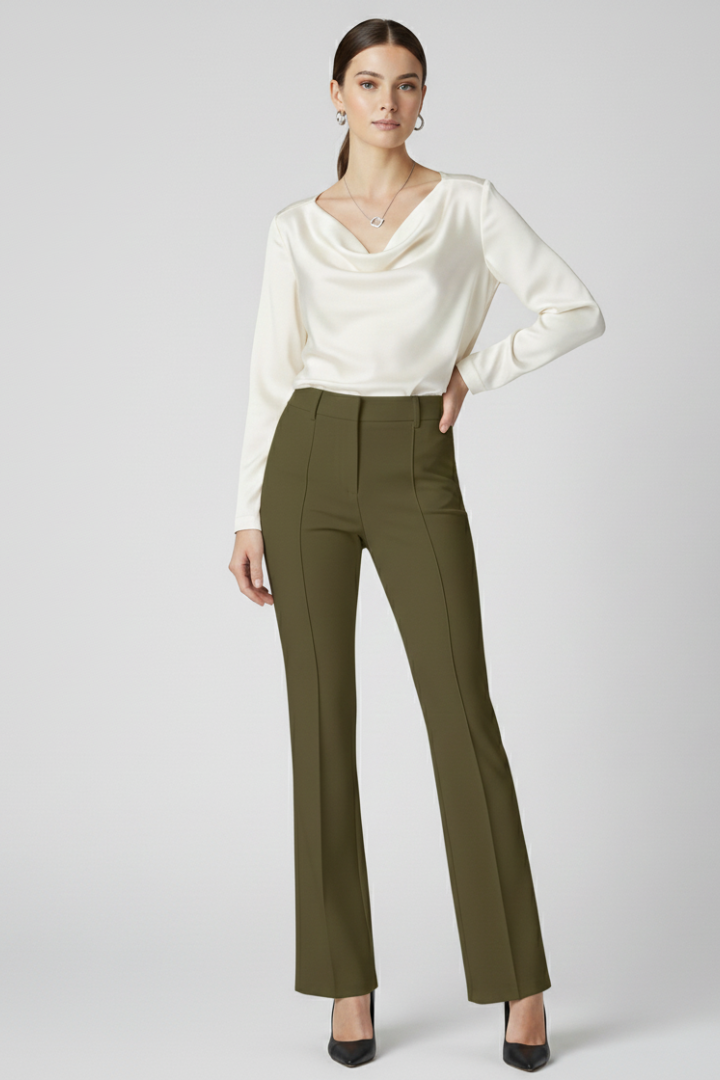 Women’s High-Waisted Trousers with Structured Fit and Versatile Style