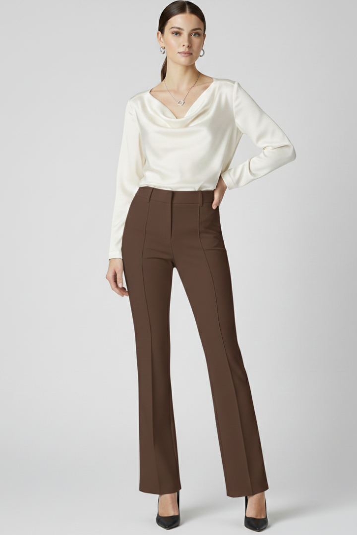 Women’s High-Waisted Trousers with Structured Fit and Versatile Style