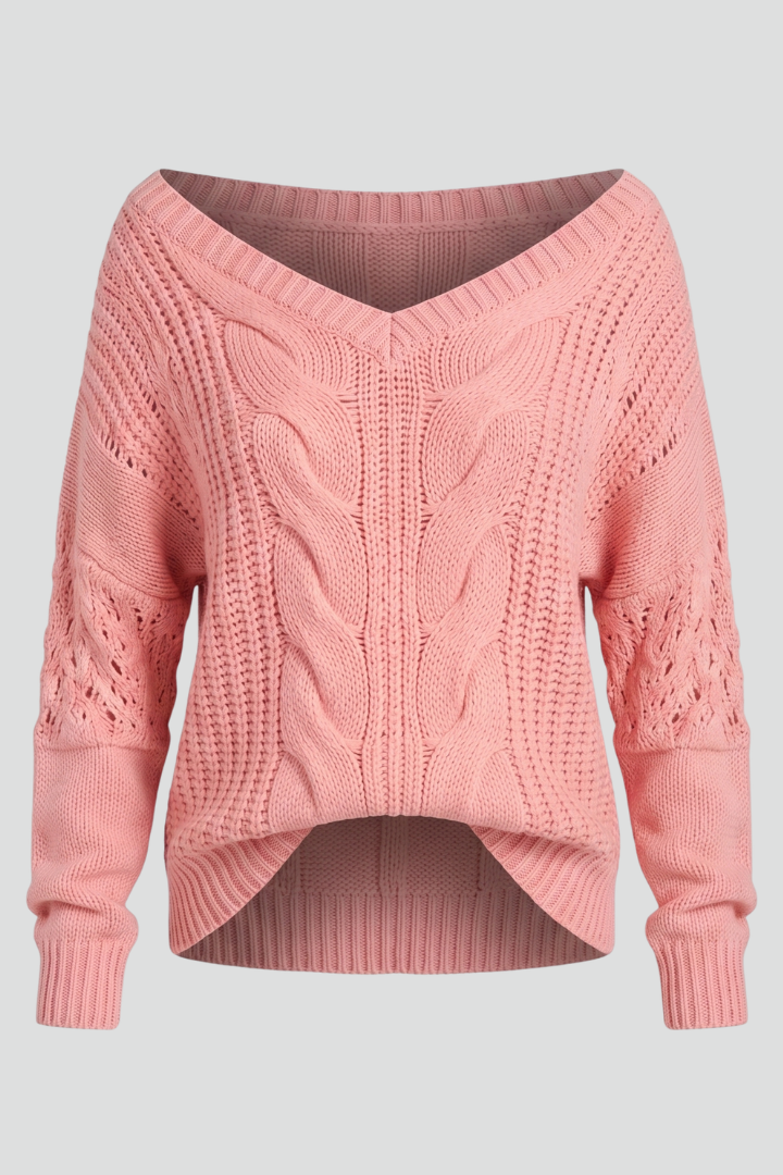 Women’s Oversized Sweater with Long Sleeves and Ribbed Cuffs