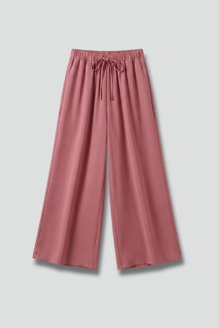 Women’s Palazzo Trousers with Elastic Waist and Side Pockets