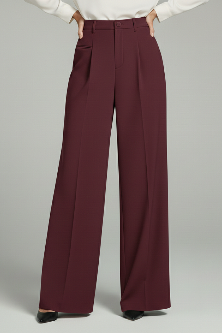 Women’s Palazzo Trousers with Front Pleats and Back Pockets