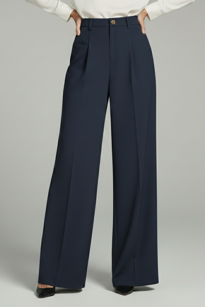 Women’s Palazzo Trousers with Front Pleats and Back Pockets