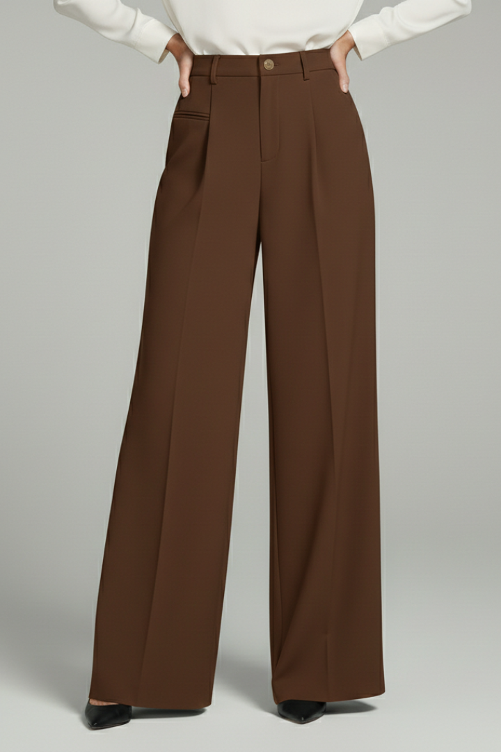Women’s Palazzo Trousers with Front Pleats and Back Pockets