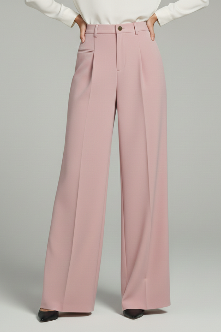 Women’s Palazzo Trousers with Front Pleats and Back Pockets