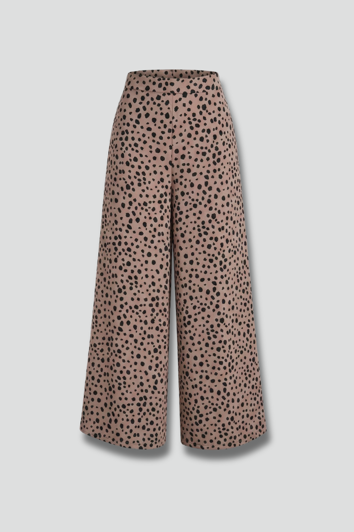 Women’s Palazzo Trousers with High Waist and Polka Dot Pattern