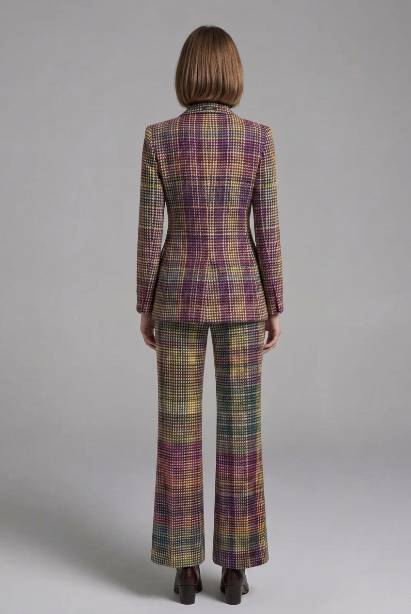 Women’s Suit Set with Double-Breasted Blazer and Wide Leg Trousers