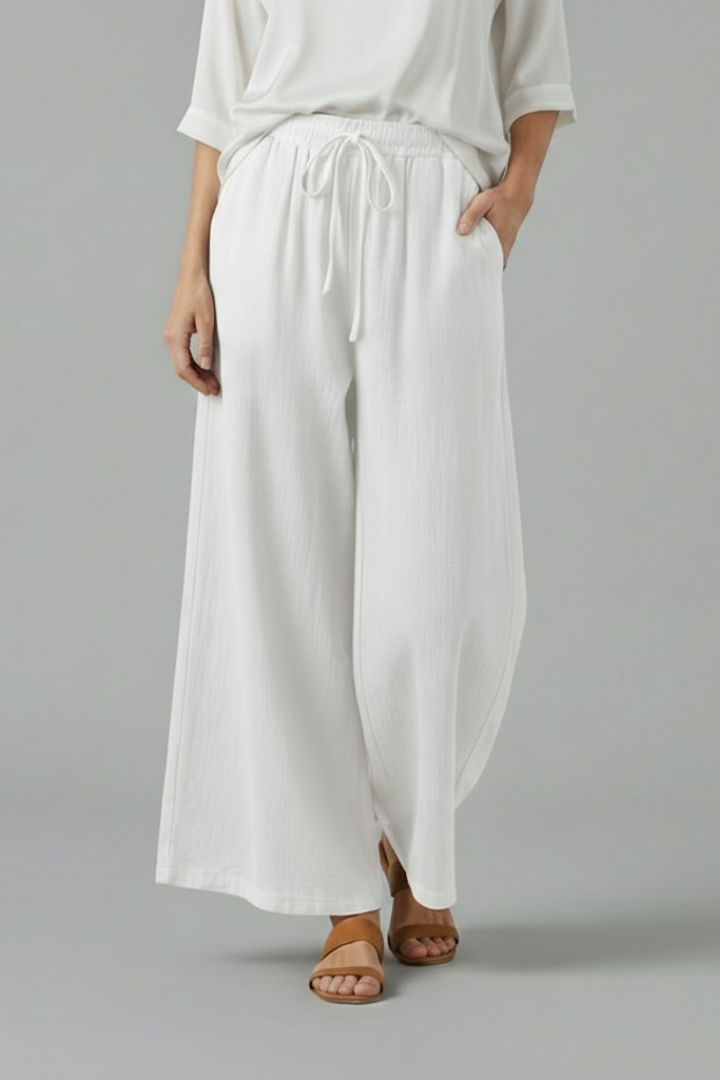 Women’s Trousers with Drawstring and Wide Leg