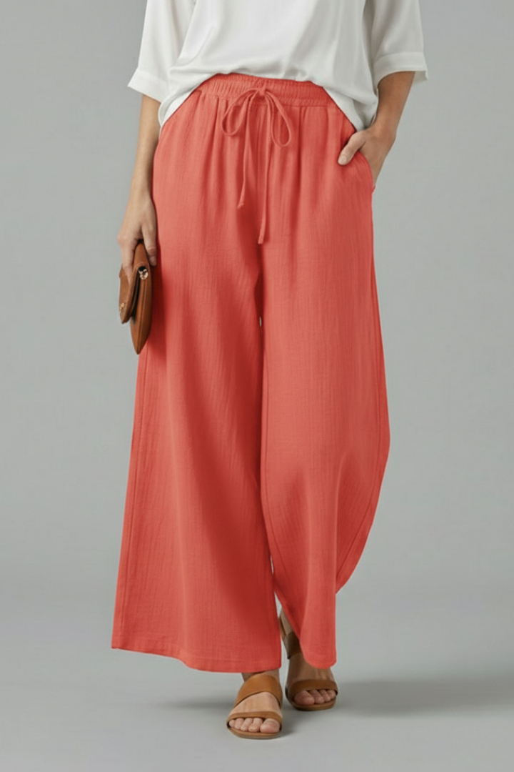 Women’s Trousers with Drawstring and Wide Leg