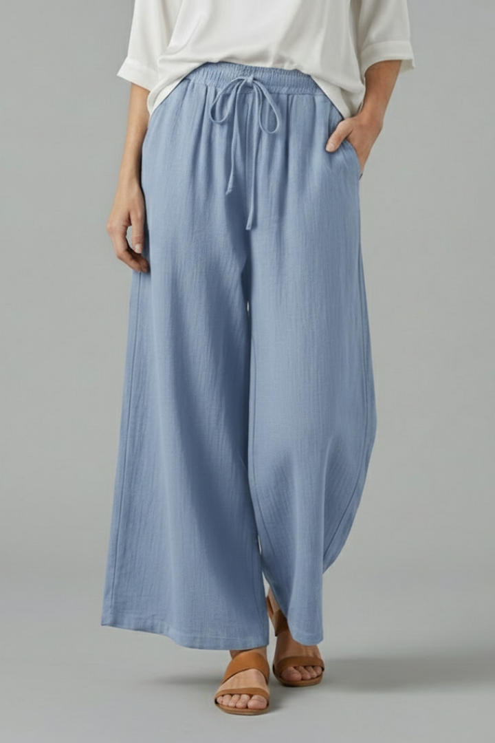 Women’s Trousers with Drawstring and Wide Leg