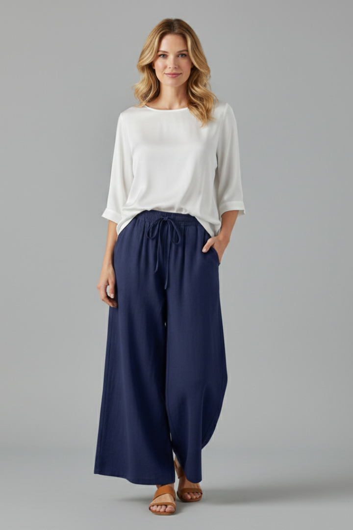 Women’s Trousers with Drawstring and Wide Leg