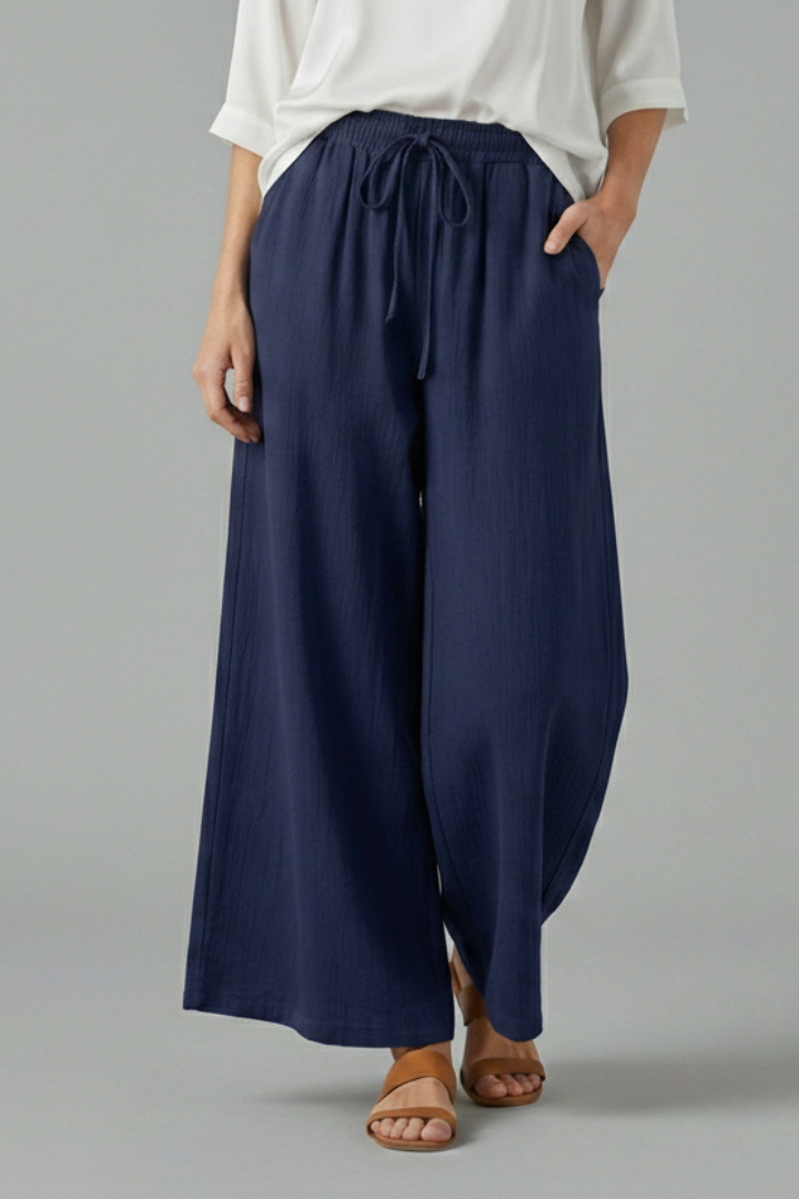 Women’s Trousers with Drawstring and Wide Leg