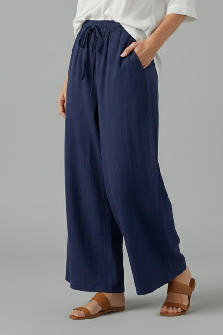 Women’s Trousers with Drawstring and Wide Leg