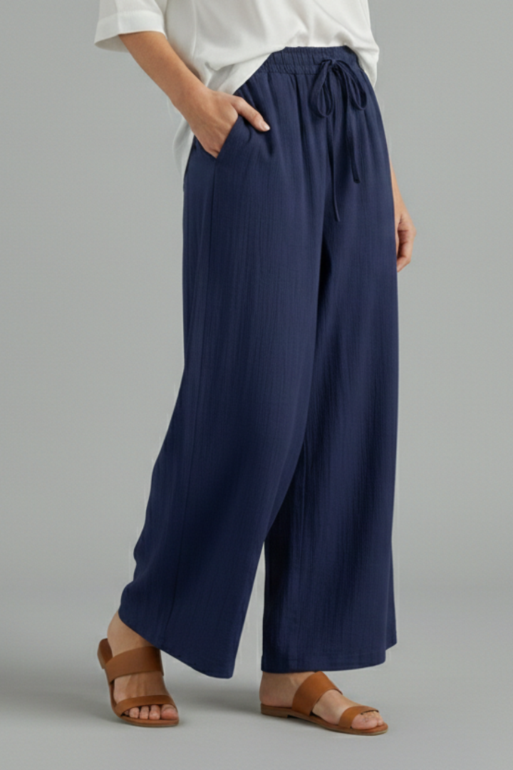 Women’s Trousers with Drawstring and Wide Leg
