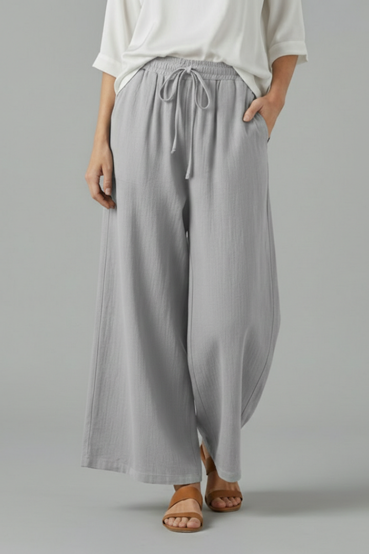 Women’s Trousers with Drawstring and Wide Leg