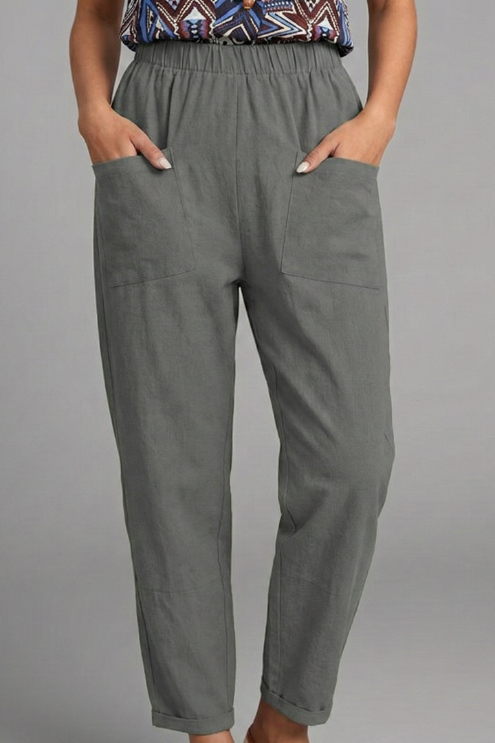 Women’s Trousers with Elastic Waist and Side Pockets