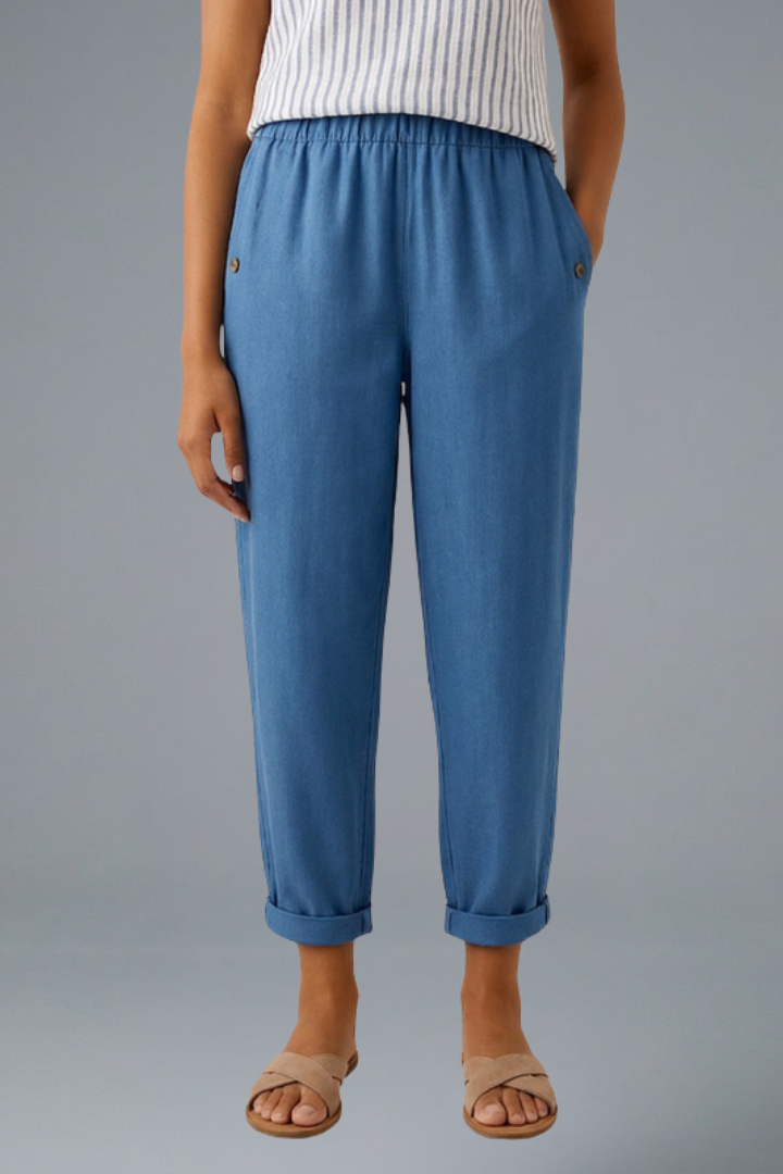 Women’s Trousers with Elastic Waistband and Side Pockets