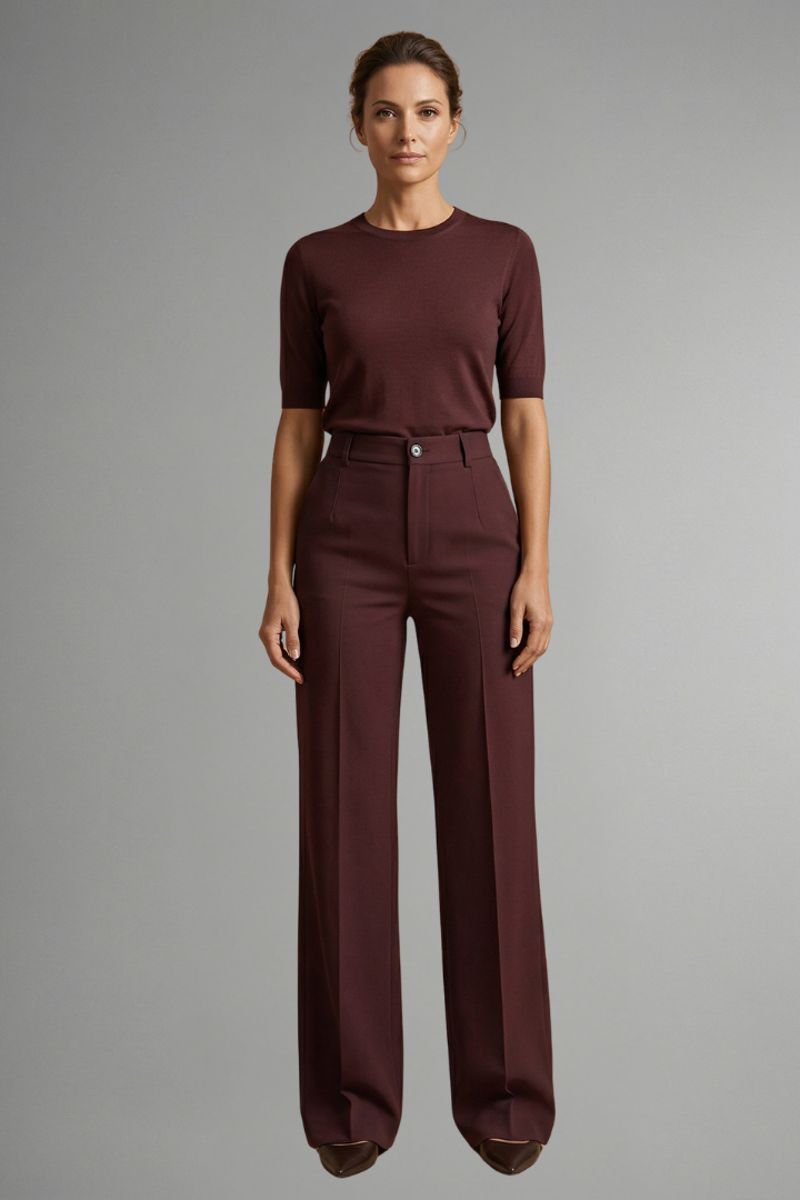 Women’s Trousers with High Waist and Straight Leg