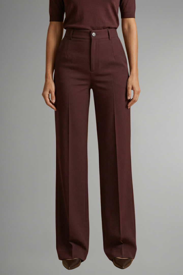 Women’s Trousers with High Waist and Straight Leg