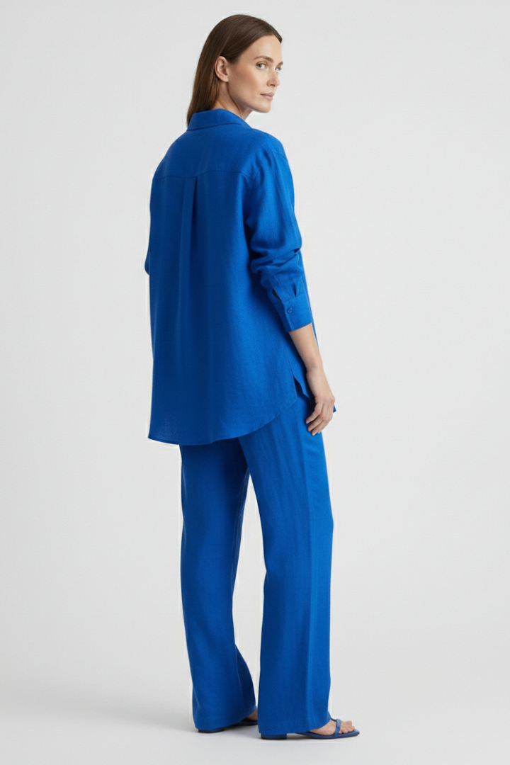 Women’s Two-Piece Set with Button Shirt and Straight Trousers