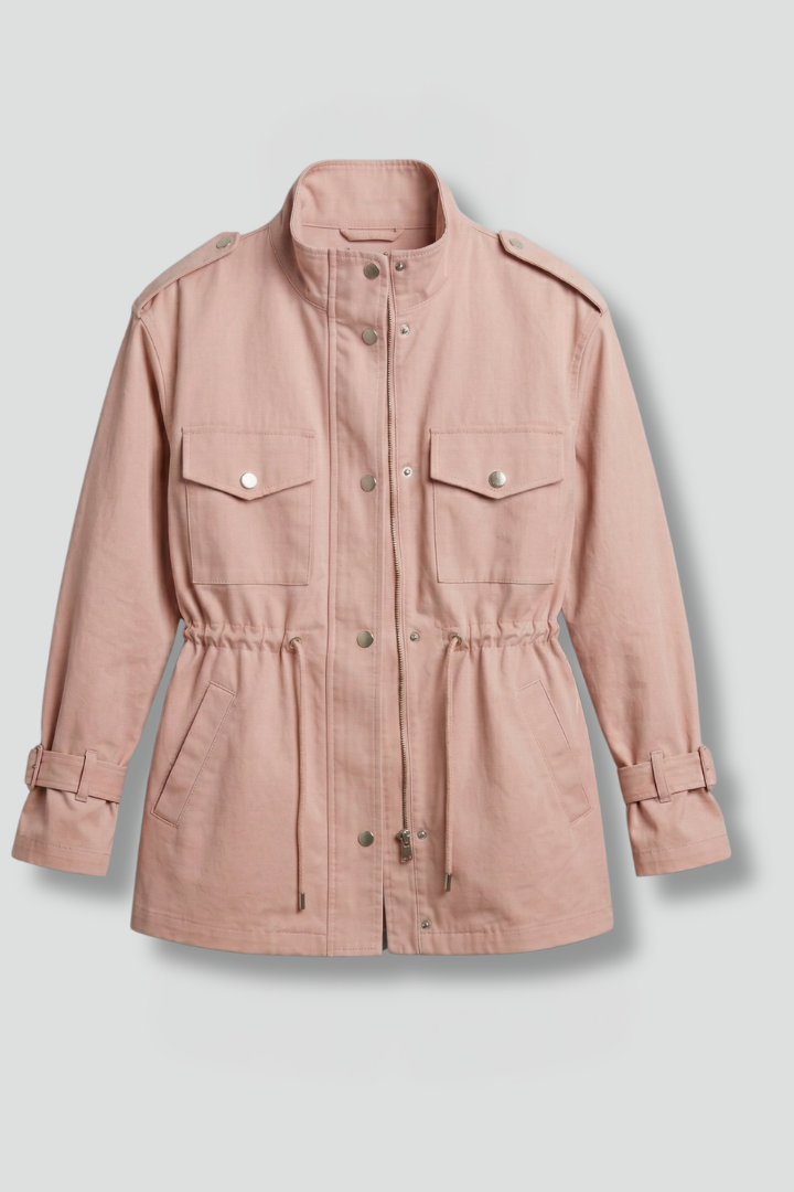 Women’s Utility Jacket with Double Breasted Closure and Belt