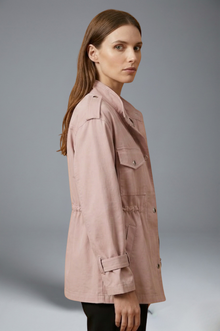 Women’s Utility Jacket with Double Breasted Closure and Belt