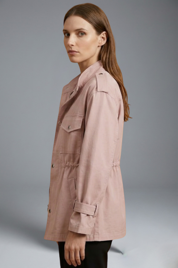 Women’s Utility Jacket with Double Breasted Closure and Belt
