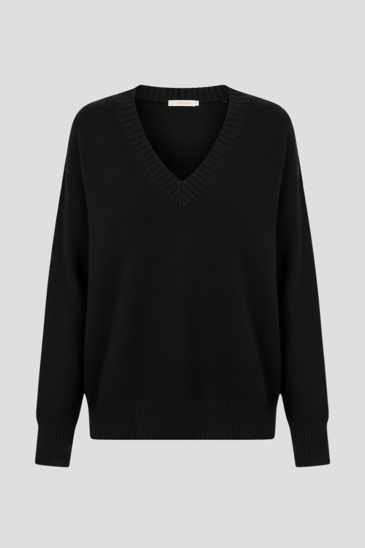Women’s V-Neck Sweater with Long Sleeves and Pullover Design