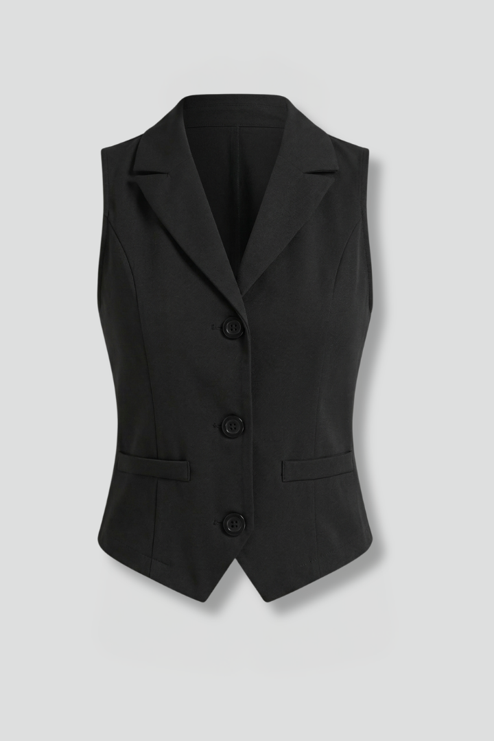 Women’s Waistcoat with Lapel Collar and Button Closure