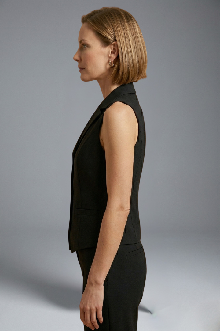 Women’s Waistcoat with Lapel Collar and Button Closure