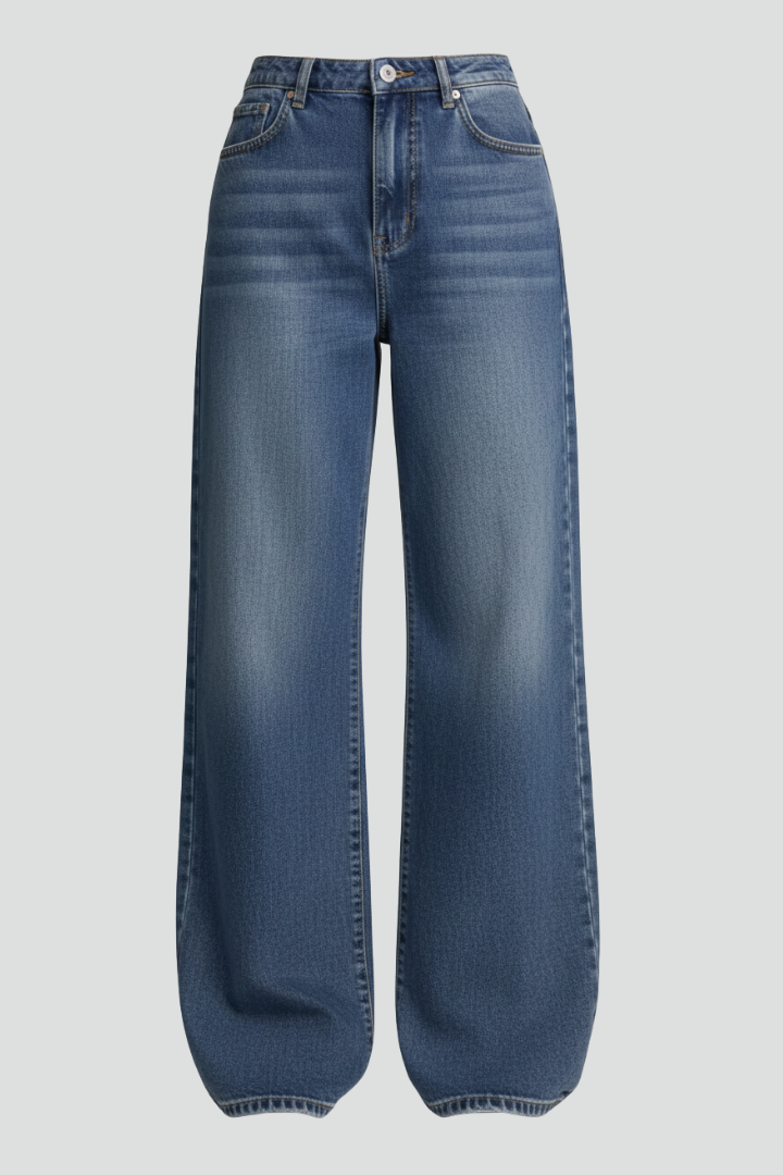 Women’s Wide-Leg Jeans with Pockets and Fleece Lining