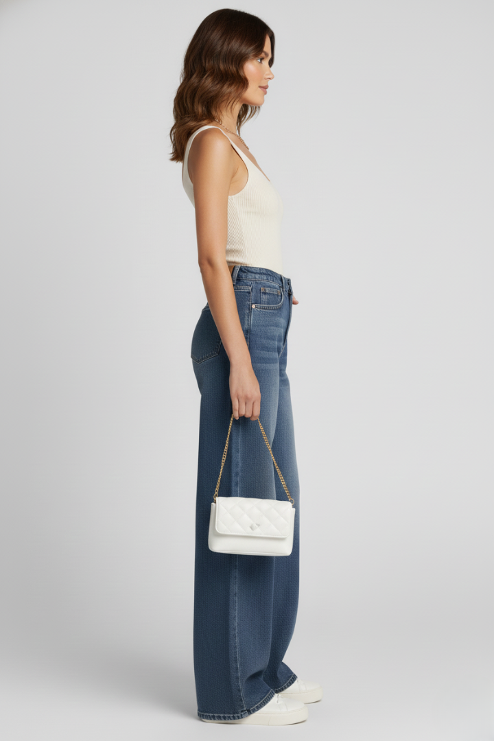 Women’s Wide-Leg Jeans with Pockets and Fleece Lining