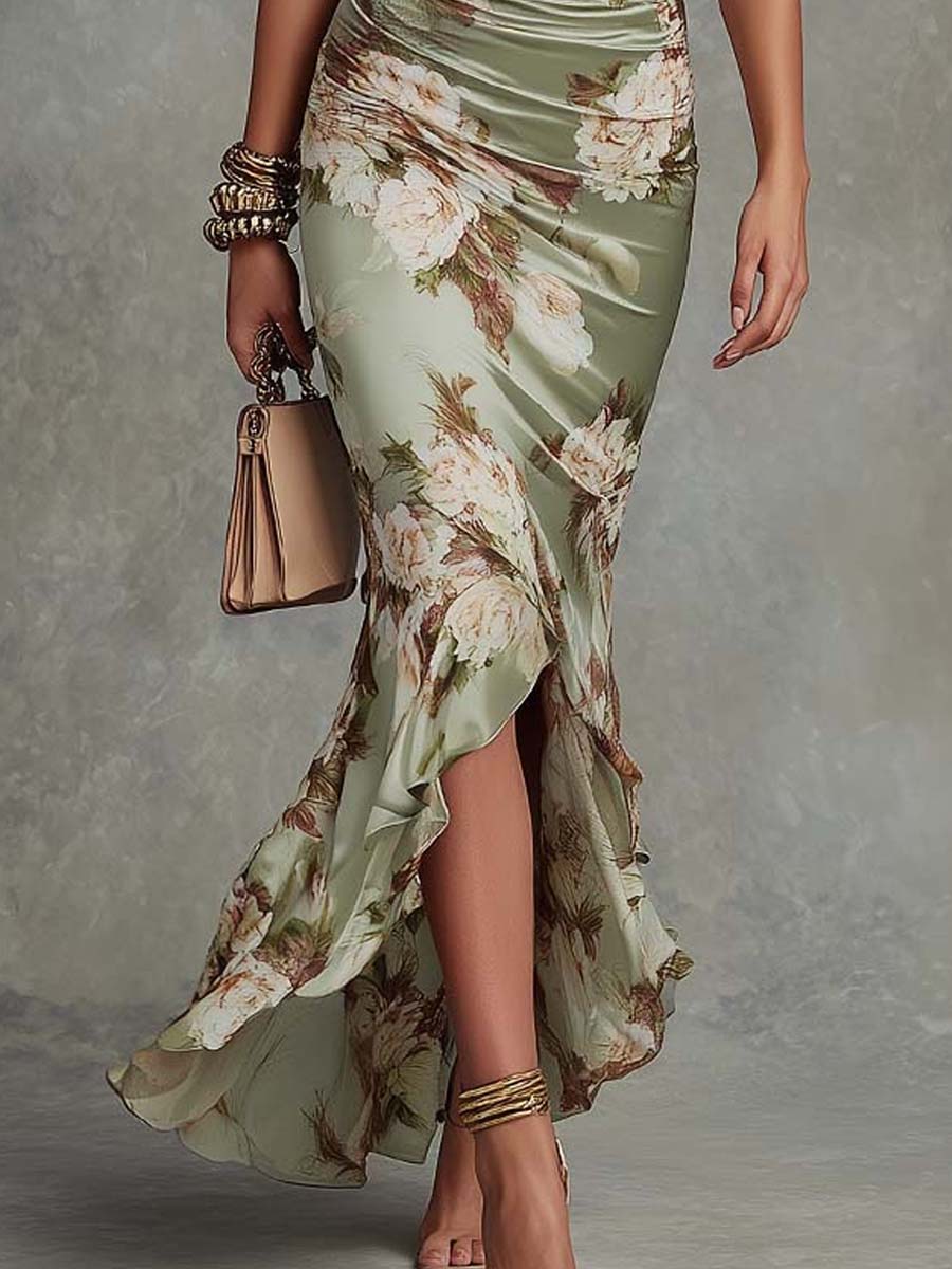 ELVENA™ | Ruched Floral Maxi Dress