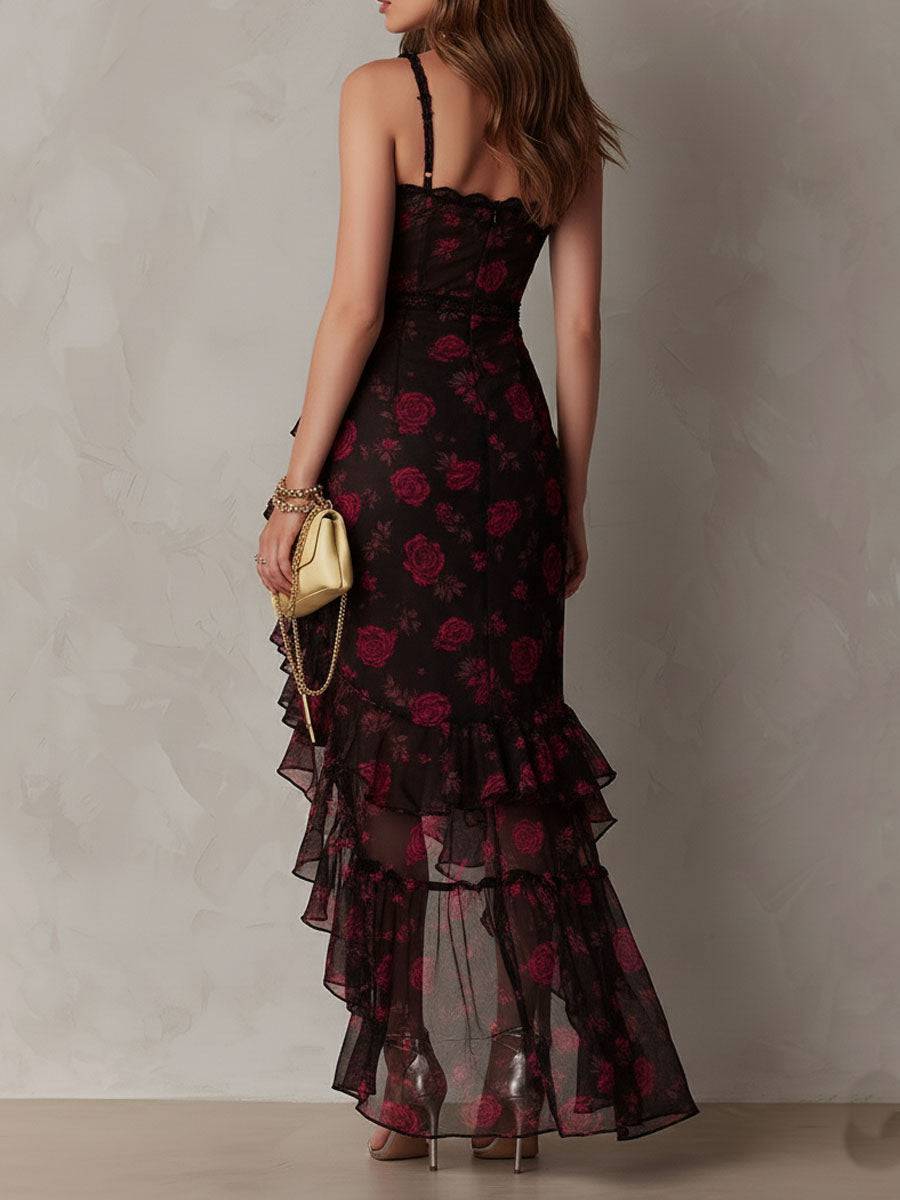 Lane floral ruched hem dress by THE WHITMORE FAMILY, showcasing a flowy floral pattern with ruched details and a feminine silhouette.