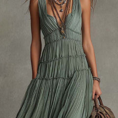 Elizabeth elasticated waist maxi dress by THE WHITMORE FAMILY, flowing fabric with a relaxed fit and stylish design.