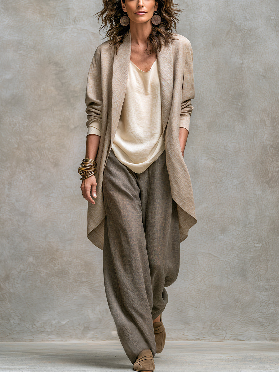 Effortless three-piece matching set by THE WHITMORE FAMILY featuring comfortable, stylish clothing in soft fabric.