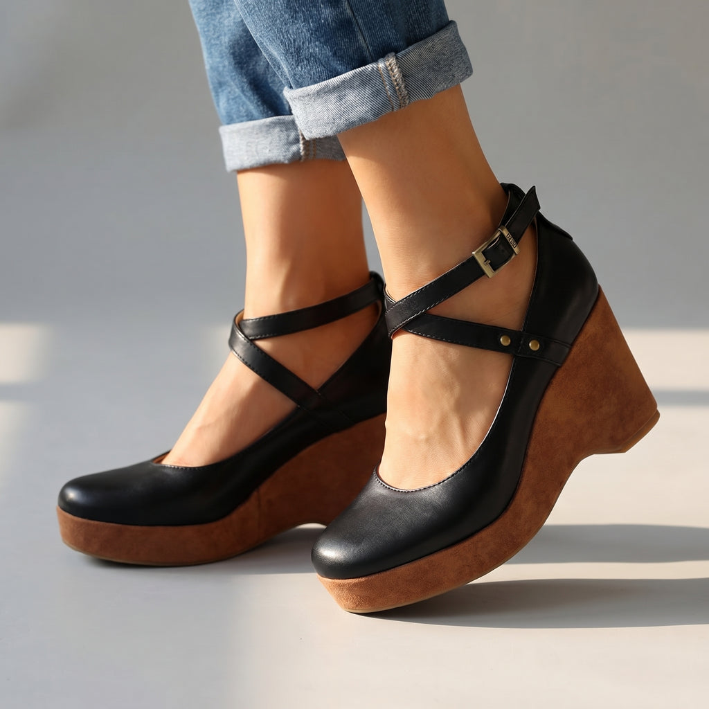 Annabel Cross-Strap Wedges