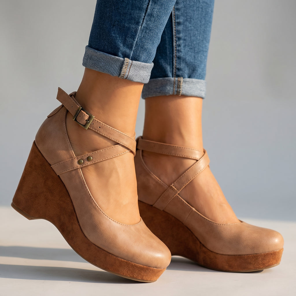 Annabel Cross-Strap Wedges
