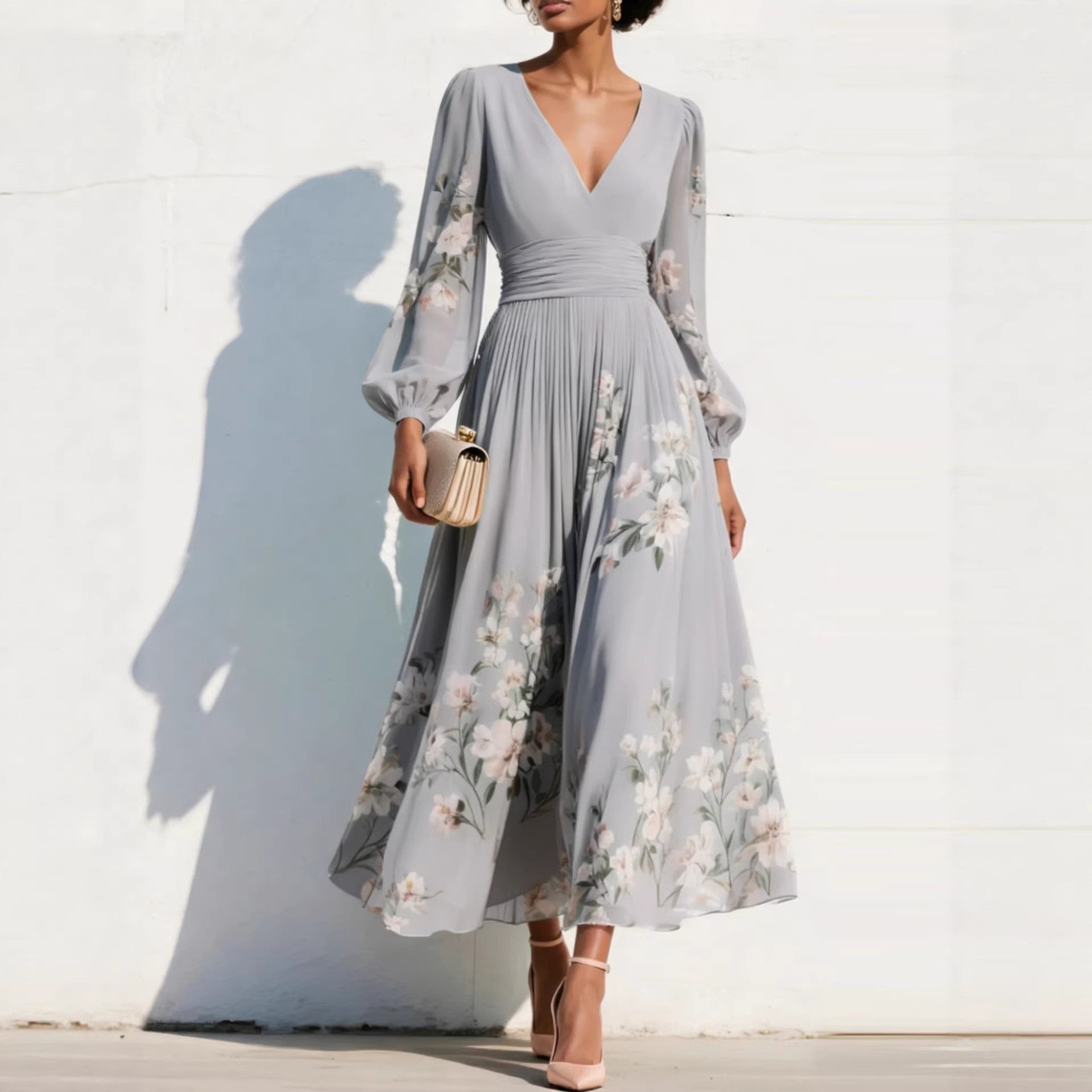 ELVENA™ | Puff Sleeve Midi Dress