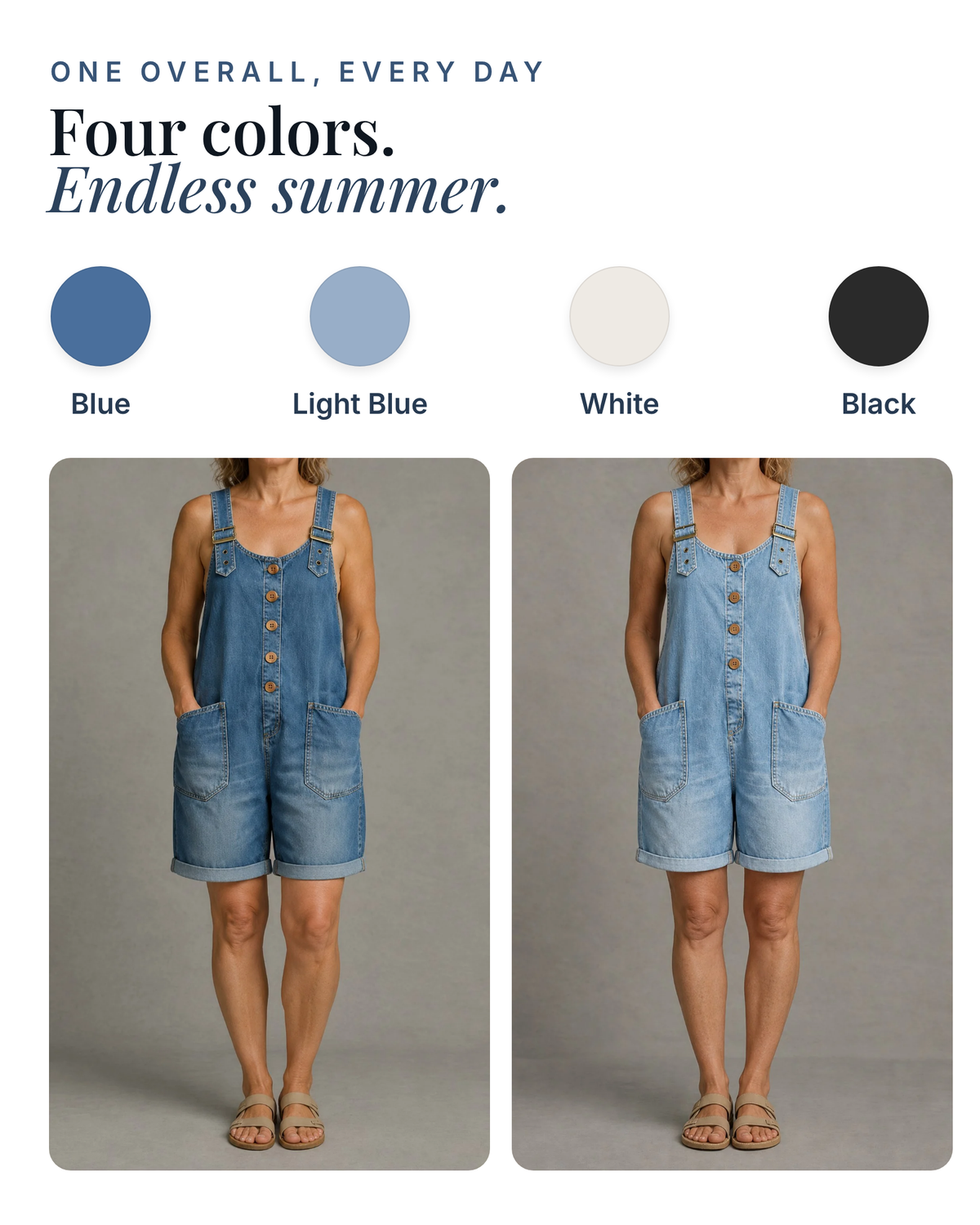 Billie | Relaxed Denim Overall Shorts