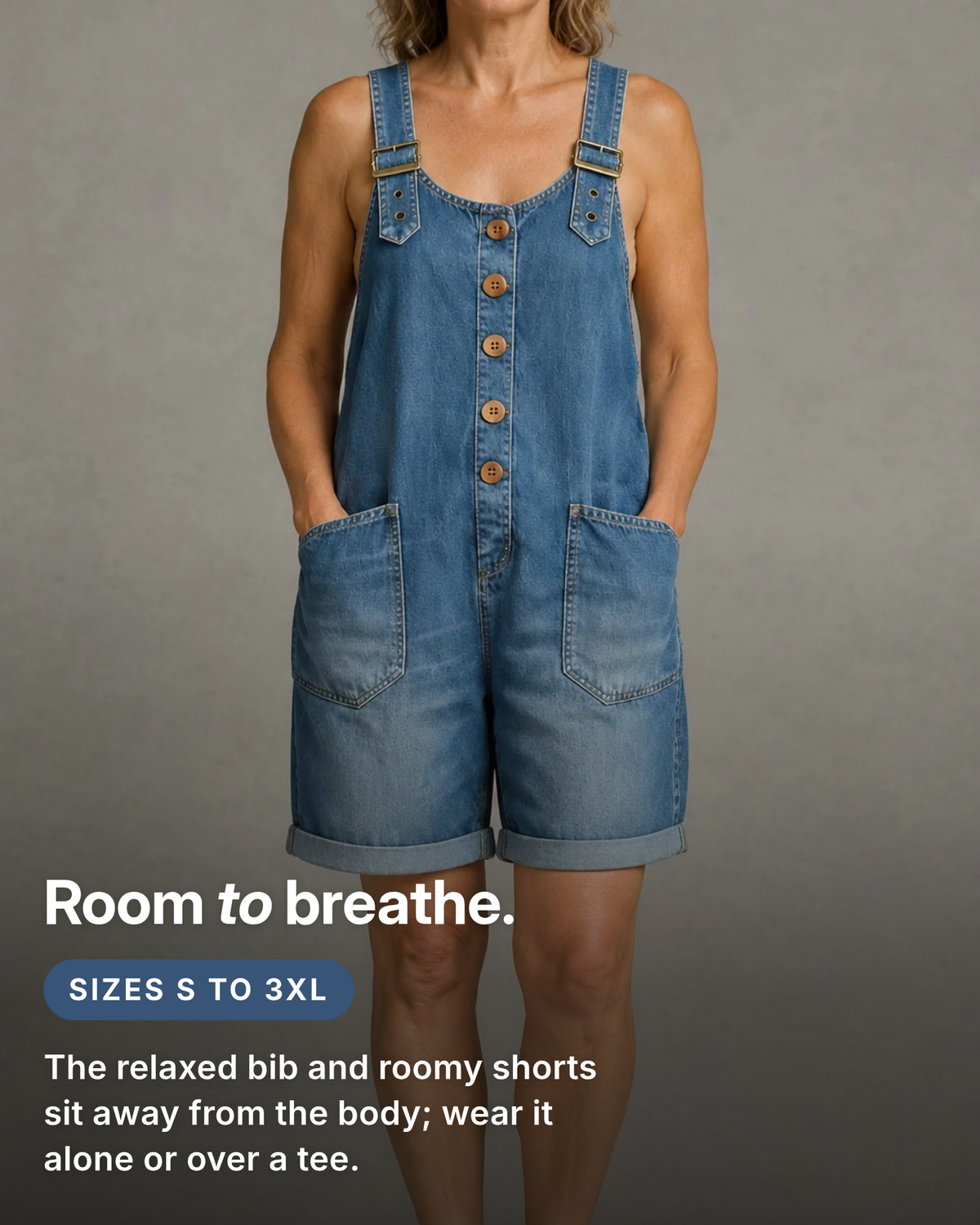 Billie | Relaxed Denim Overall Shorts