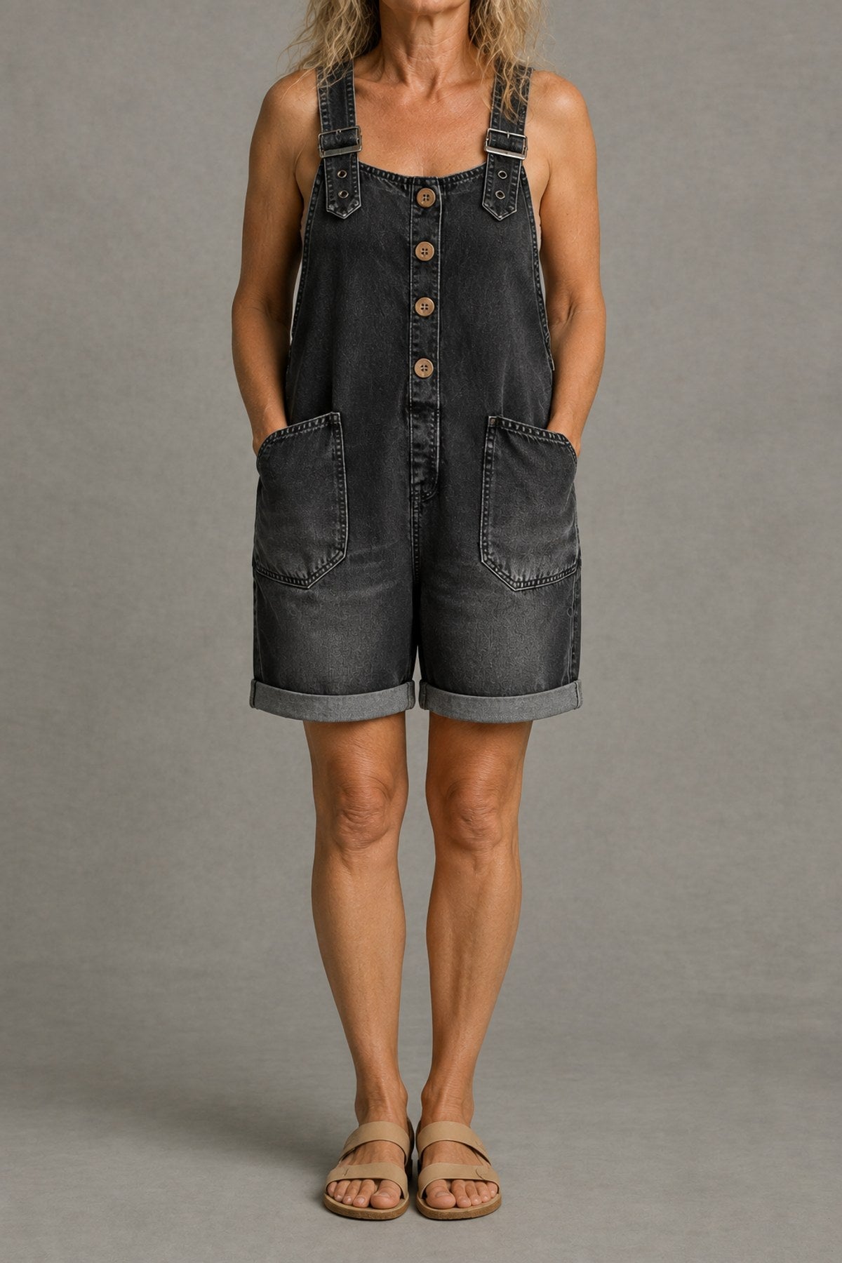 Billie | Relaxed Denim Overall Shorts