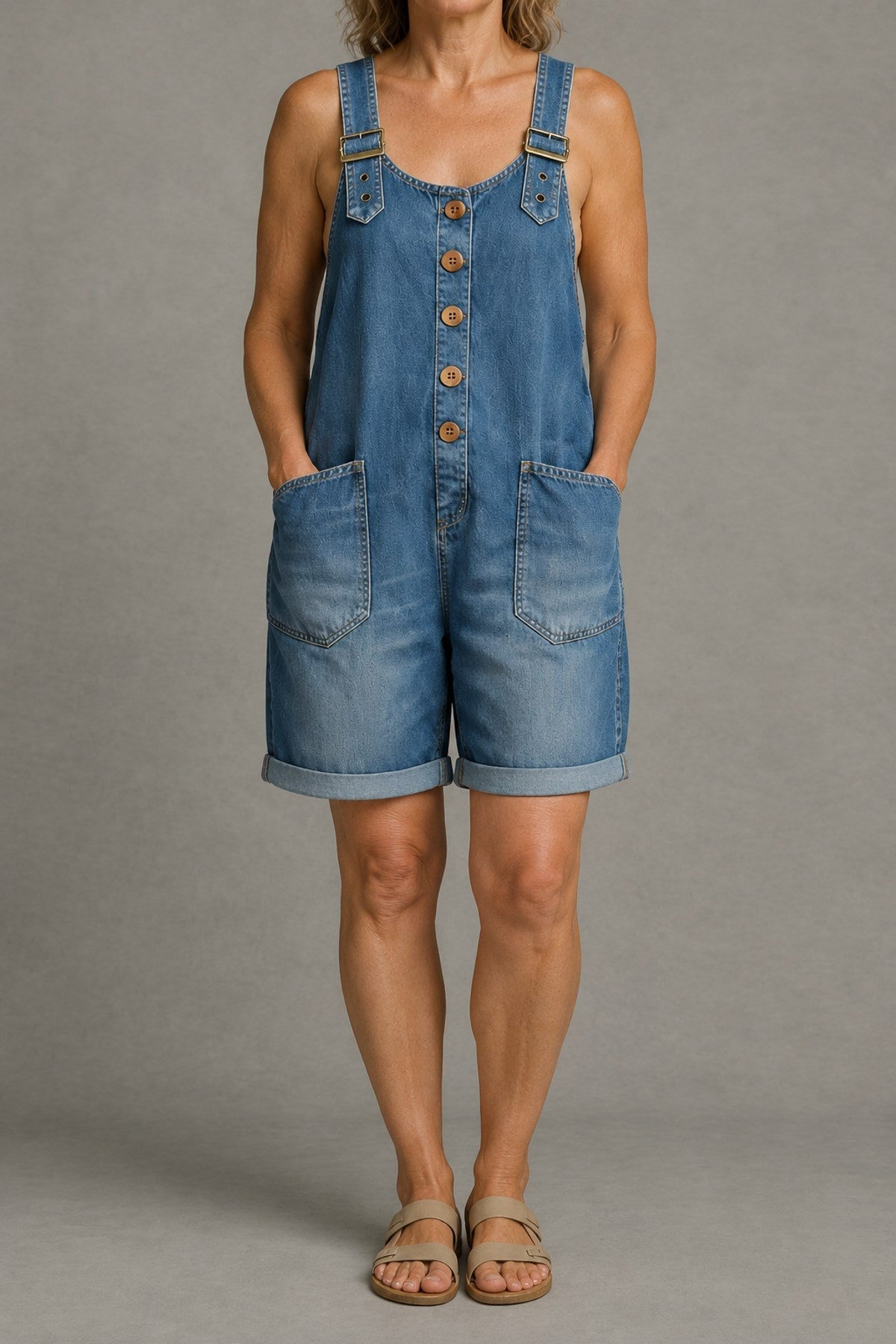 Billie | Relaxed Denim Overall Shorts
